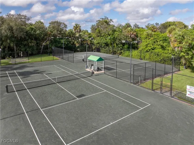 an aerial view of a house with a garden