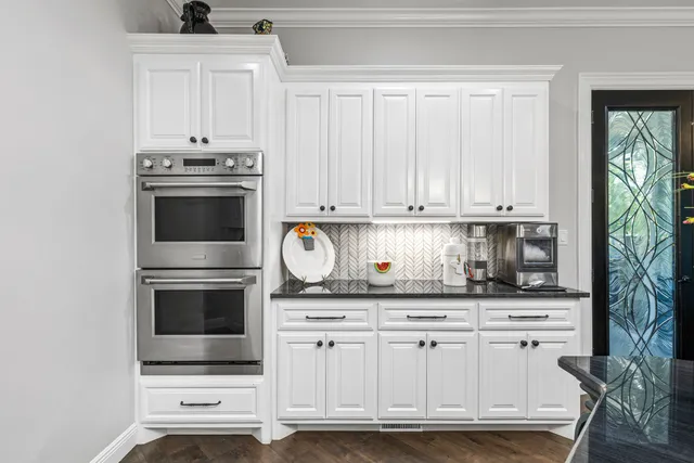 a view of a lake with a yard