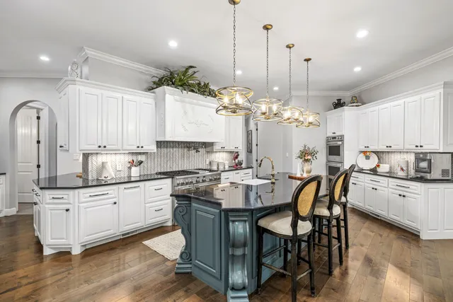 a view of a lake with a city