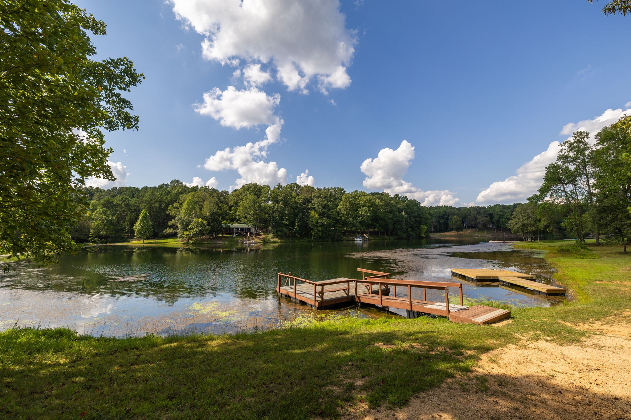74 Pine Lake Road Summertown, TN 38483 - Photo 89 of 90 a view of a lake with lawn chairs and a large tree