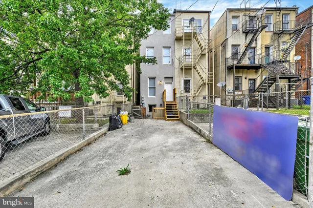 a view of tall buildings