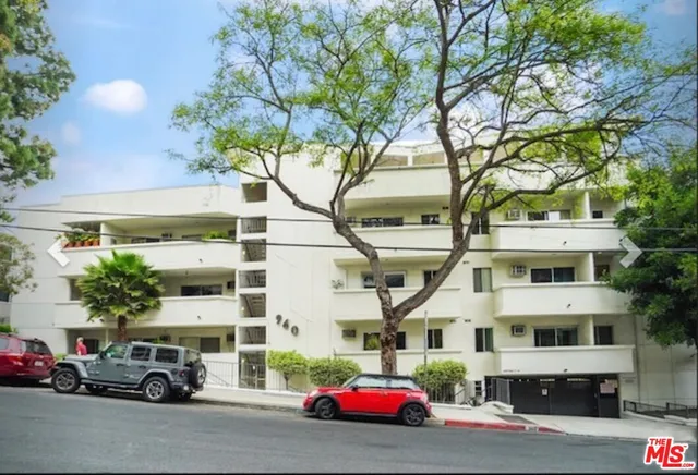 a car parked in front of a building