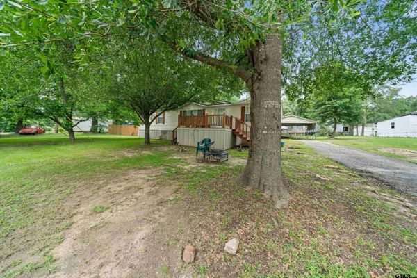 a view of a yard with a tree