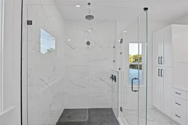 a bathroom with a shower