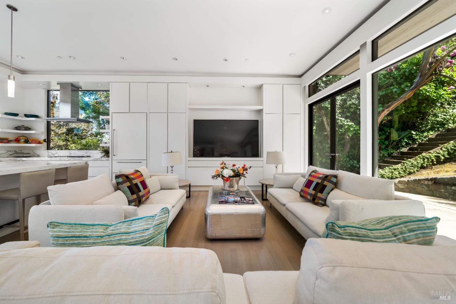 408 Golden Gate Avenue Belvedere, CA 94920 - Photo 25 of 71 a living room with furniture and a flat screen tv