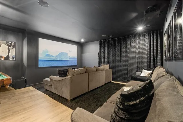 a view of a swimming pool with a mountain