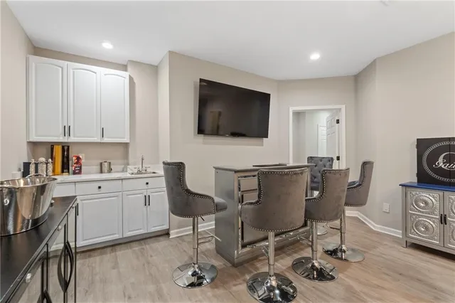 a view of a lake with a yard