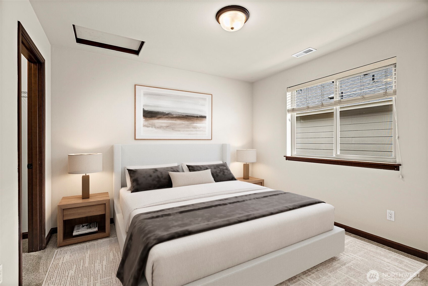 4708 167th Street Southwest Edmonds, WA 98026 - Photo 15 of 23 a bedroom with a bed and a night stand