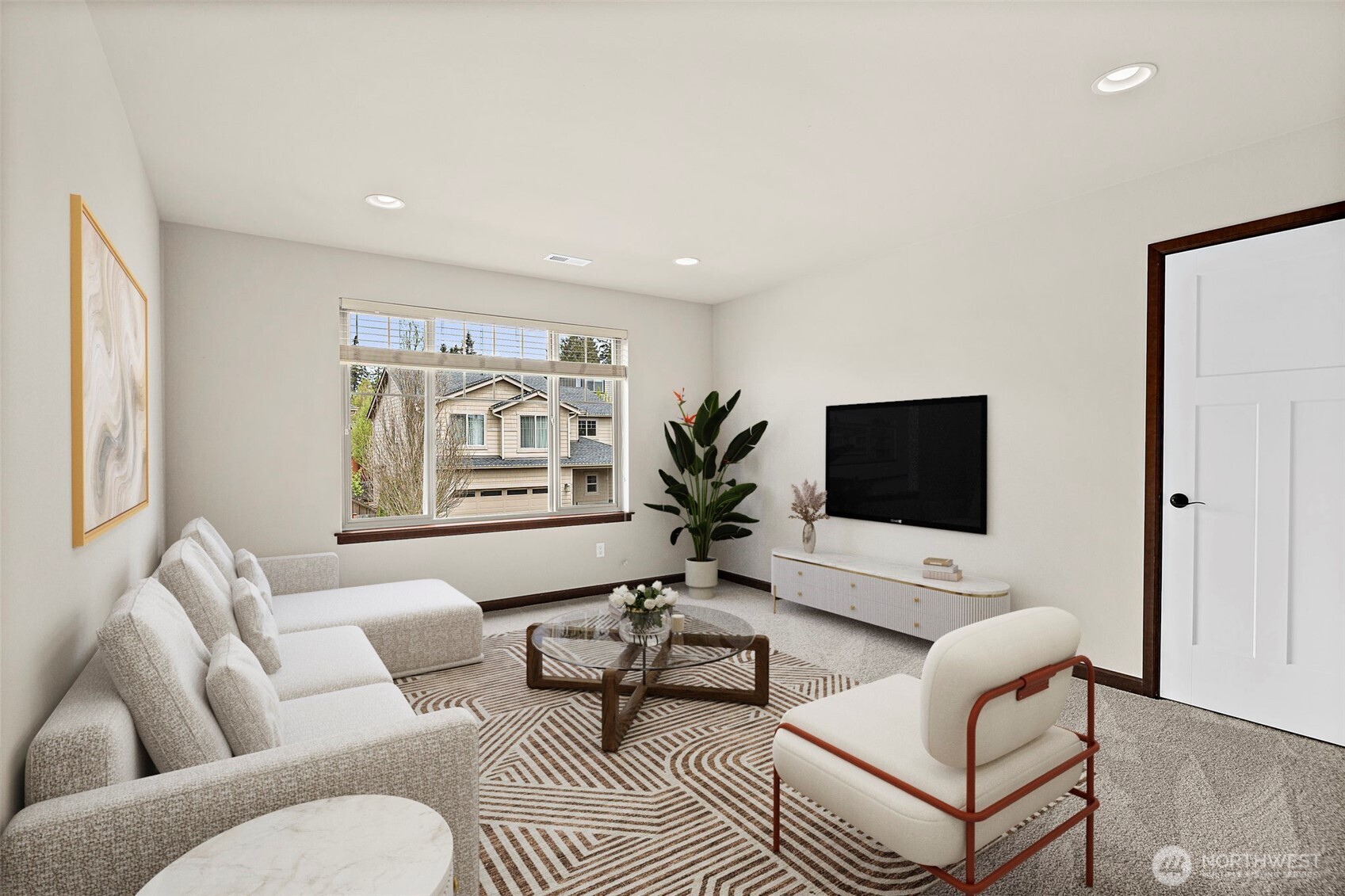 4708 167th Street Southwest Edmonds, WA 98026 - Photo 16 of 23 a living room with furniture and a flat screen tv