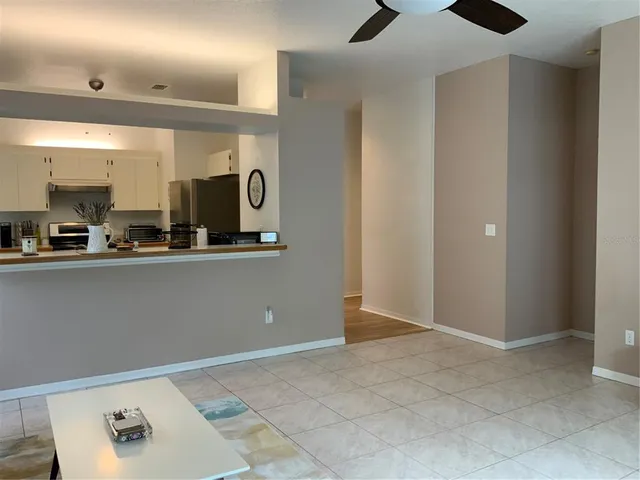 a view of a hallway to a room