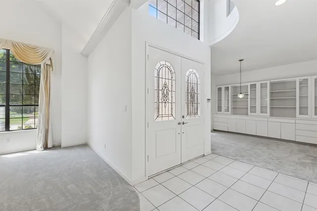 a view of a room with an entryway