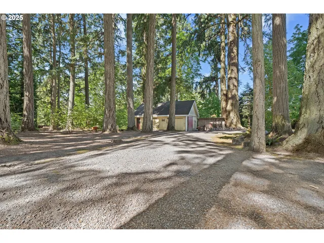 a view of a house with a tree in the background