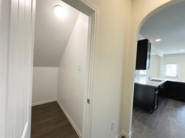 a view of workspace with wooden floor