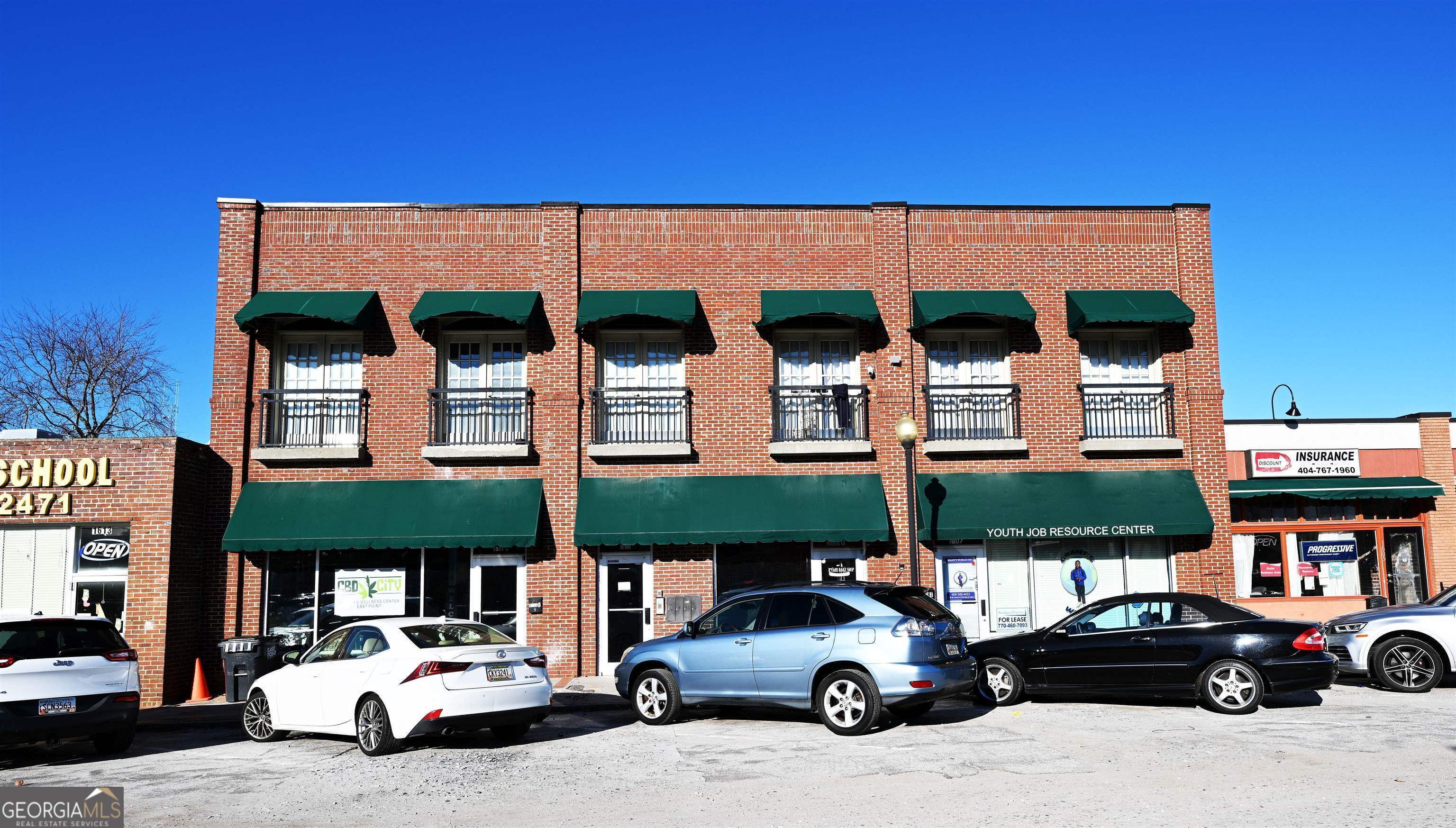 a car parked in front of a building