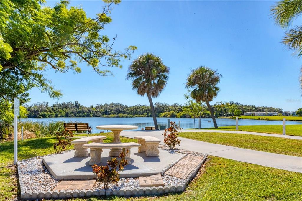 4114 10th St Court East Ellenton, FL 34222 - Photo 40 of 44 a view of a swimming pool with an outdoor seating and a yard