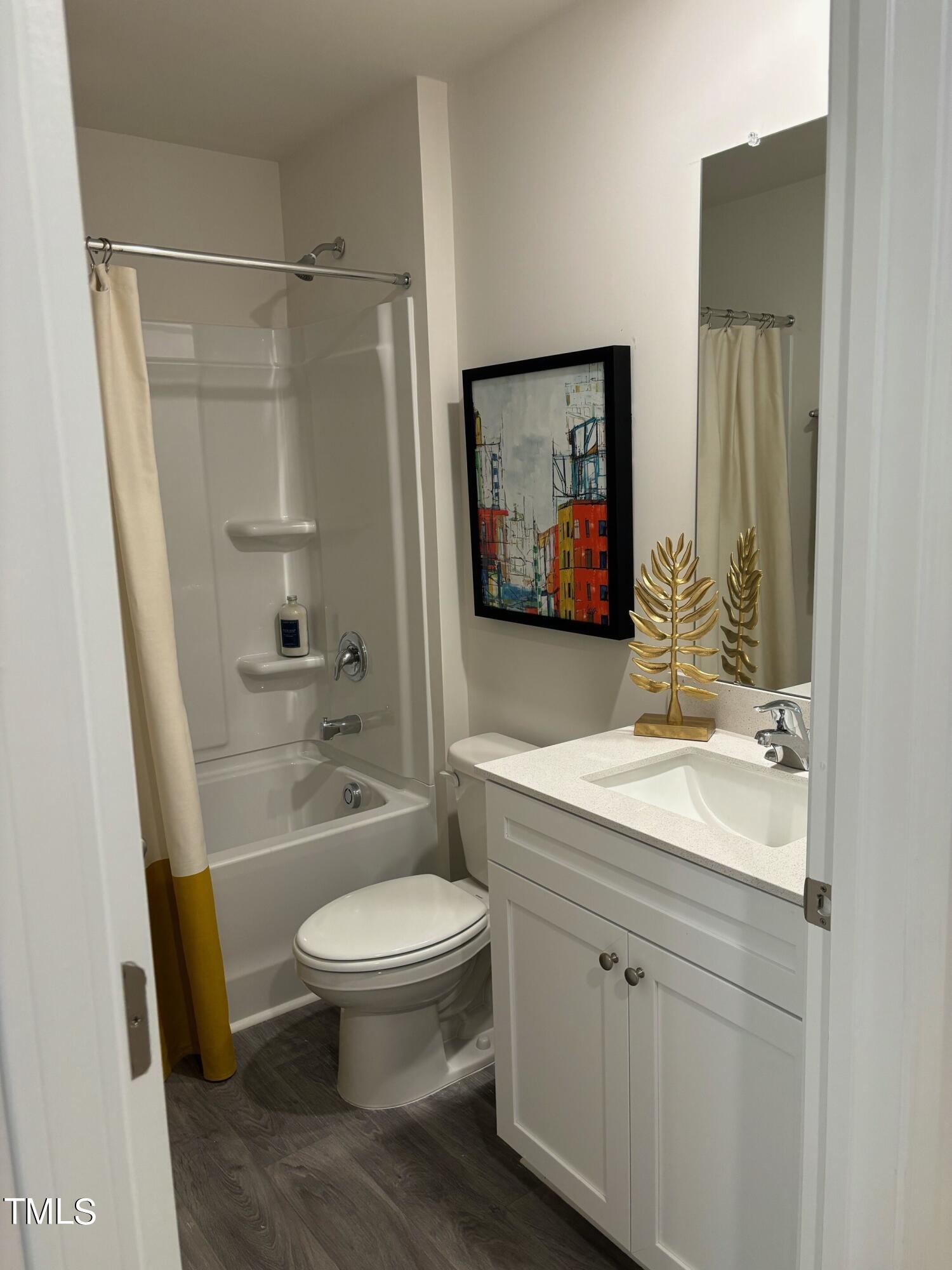 8734 Asher Gray Way Raleigh, NC 27616 - Photo 16 of 22 a bathroom with a sink a toilet and shower