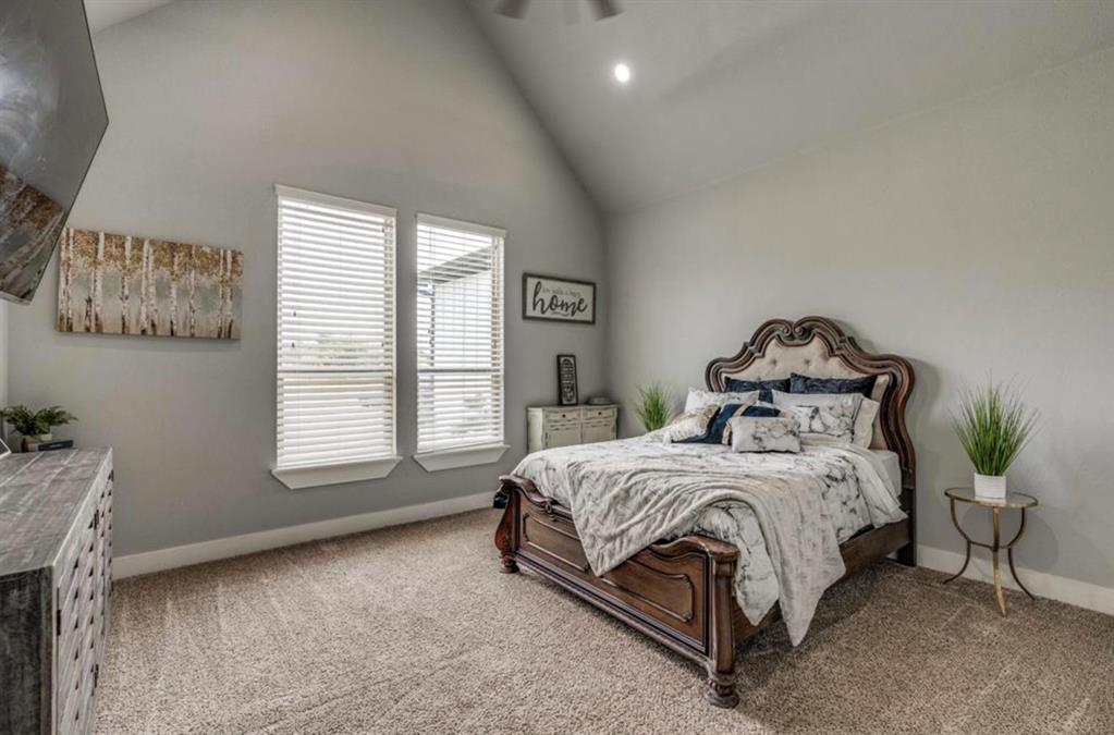 997 Ovilla Road Waxahachie, TX 75167 - Photo 26 of 32 Carpeted room featuring a vaulted ceiling with recessed lighting