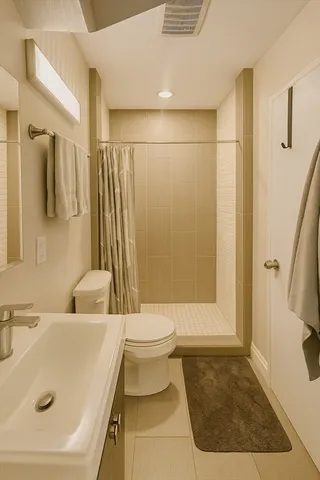 a bedroom with a bed and a flat tv screen on the dresser