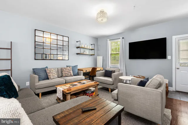 a living room with furniture and a flat screen tv