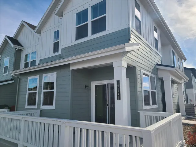 a view of a building from a balcony