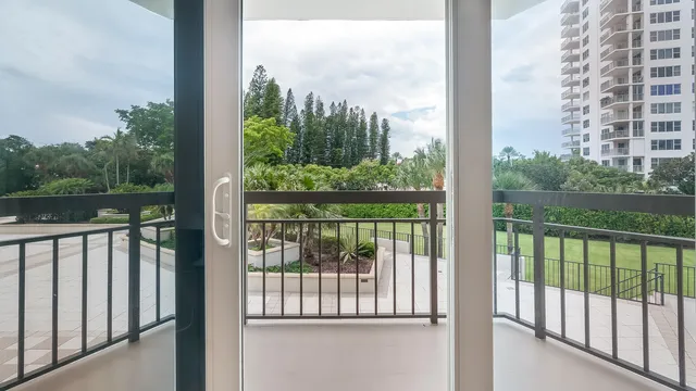 a view of a balcony with lake view