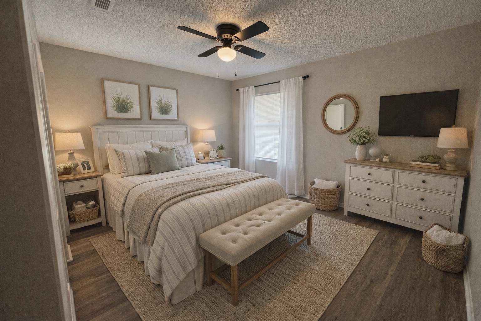 601 Valley Street San Marcos, TX 78666 - Photo 8 of 10 a spacious bedroom with a bed and a chandelier