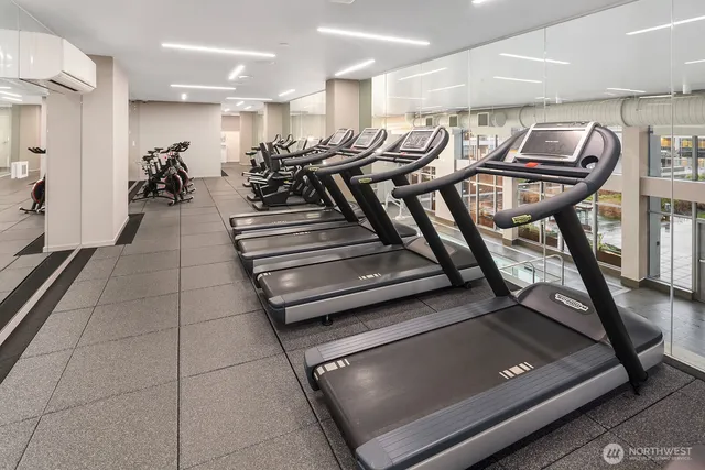 a view of a room with gym equipment