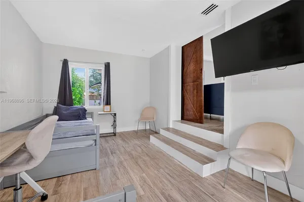 a living room with furniture