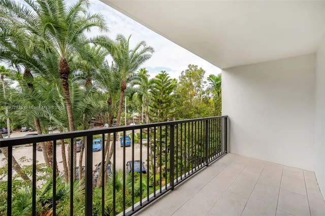 a view of balcony with a plant