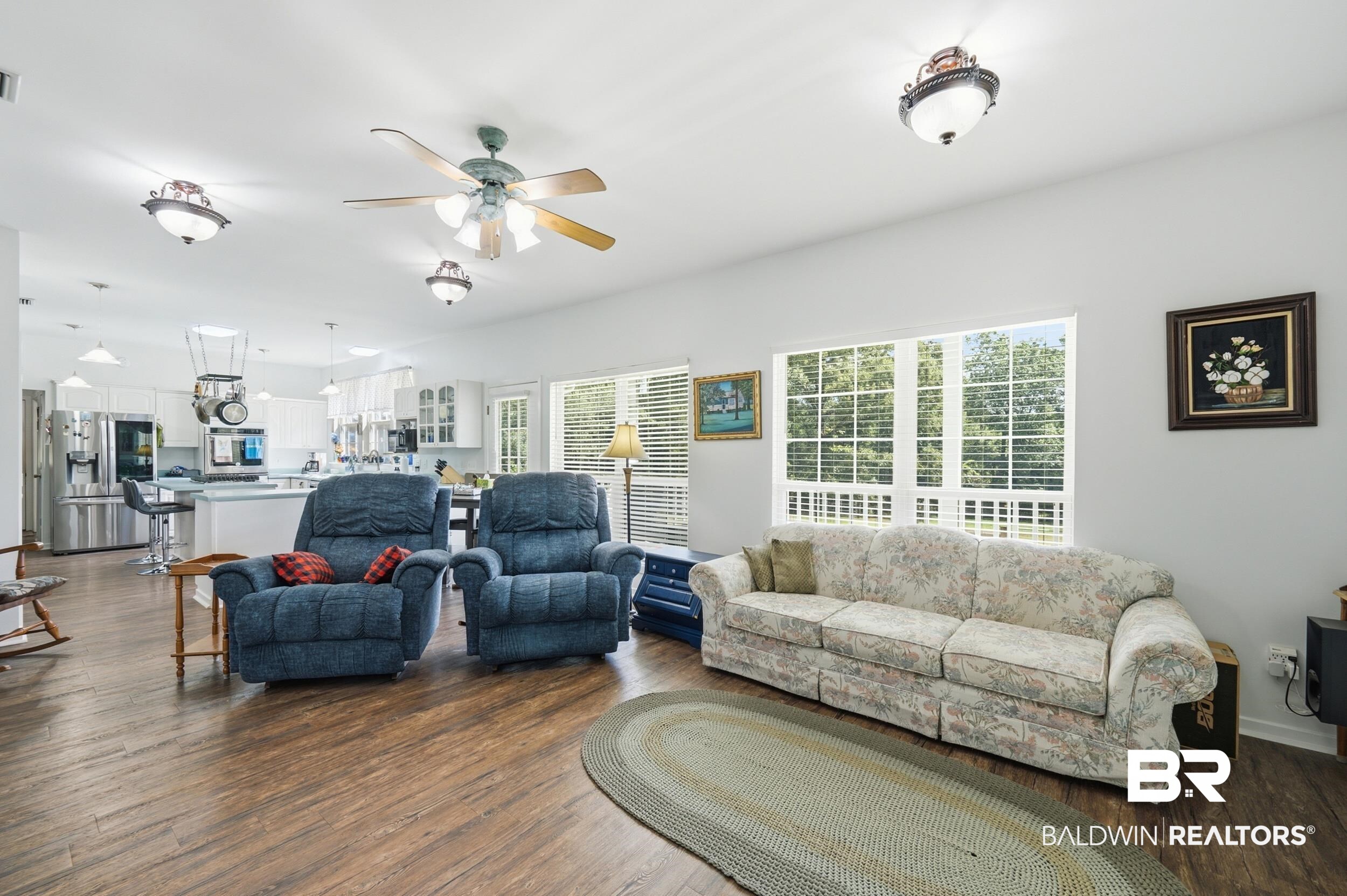 15855 Calvin Richerson Road Bay Minette, AL 36507 - Photo 33 of 83 Open-concept living space featuring wood-finish flooring, recessed lighting, and a ceiling fan