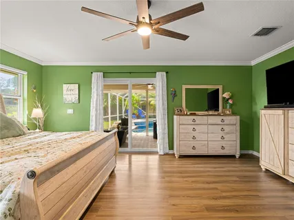 a bedroom with furniture and flat screen tv