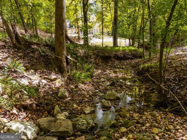 a view of a yard with a tree