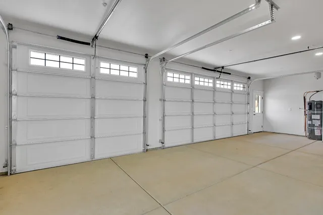 a view of a barn with mountain view