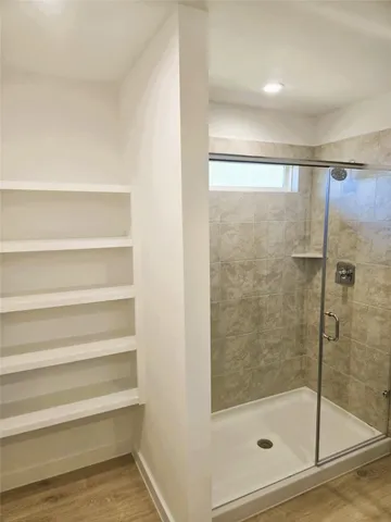 a bathroom with a shower