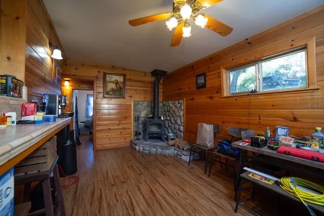 a view of a livingroom with furniture and wooden floor