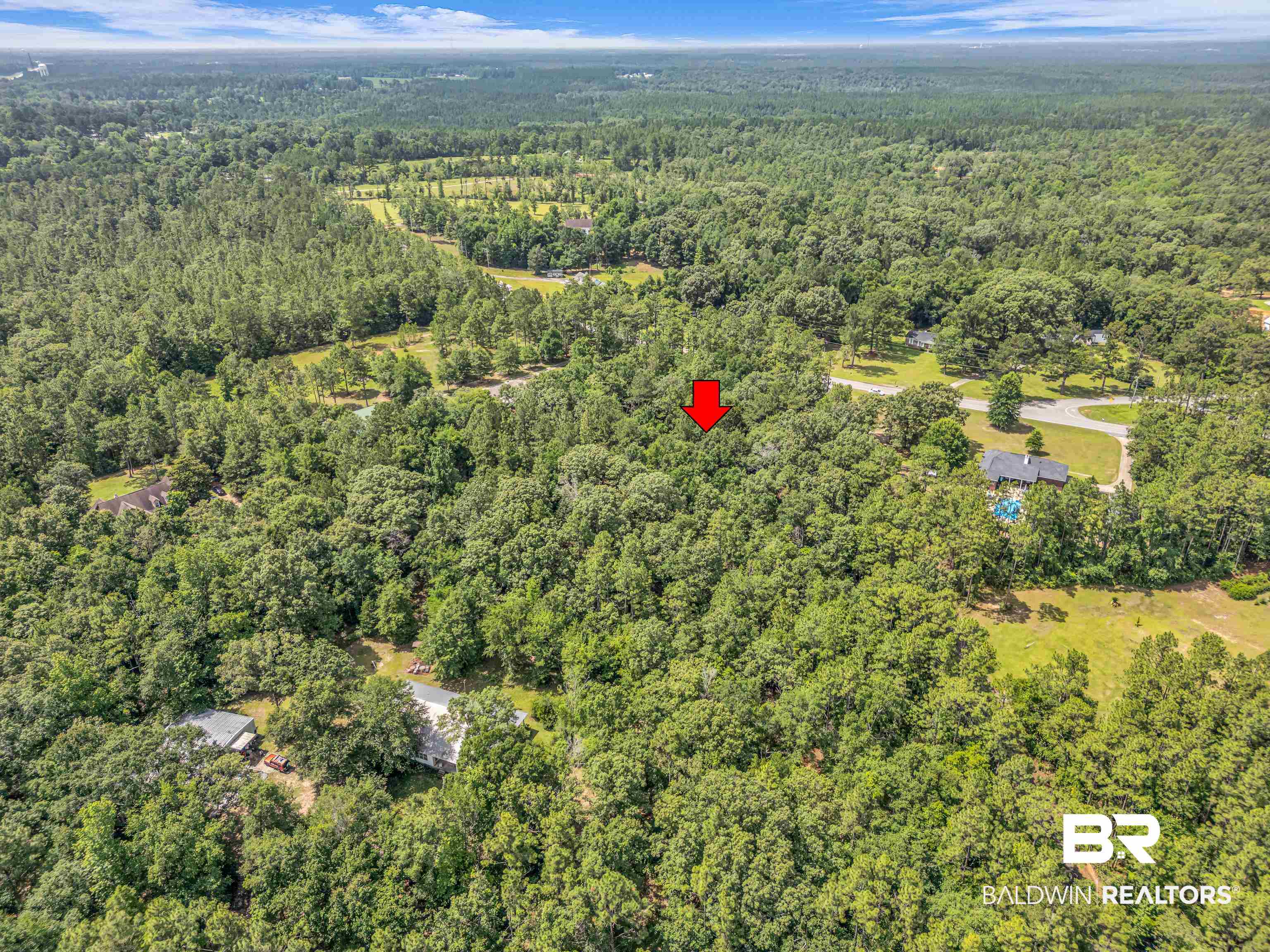 39 County Road 39 Stapleton, AL 36578 - Photo 7 of 16 Aerial overview of property's location with a forest