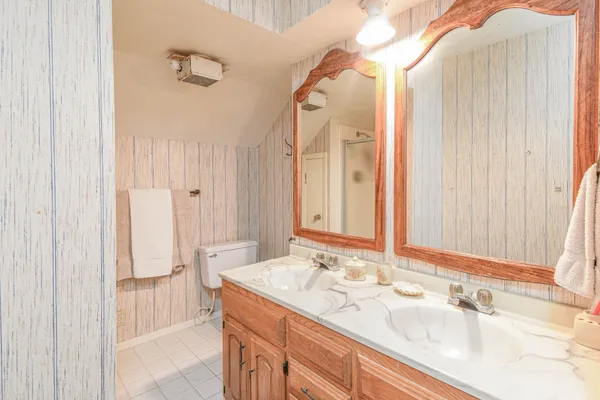 a view of a bathroom with a shower