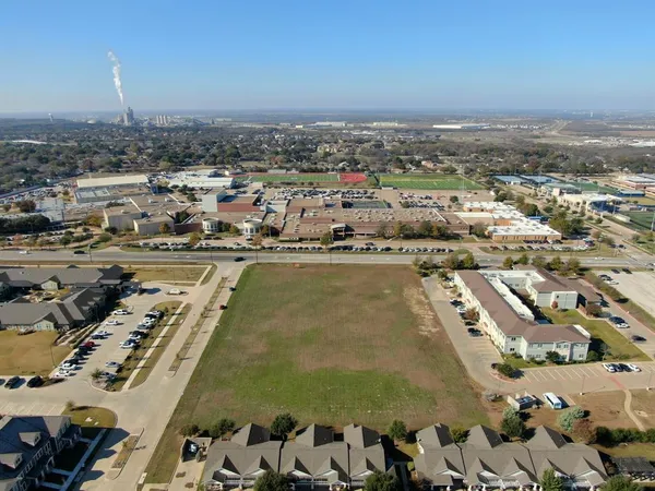 an aerial view of a residential building