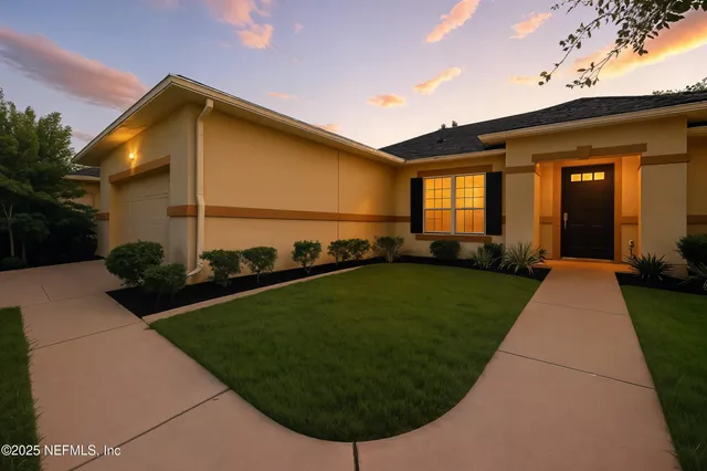 a view of a backyard with potted plants