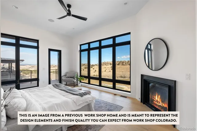 a view of a kitchen with a large window