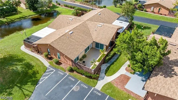 an aerial view of a house