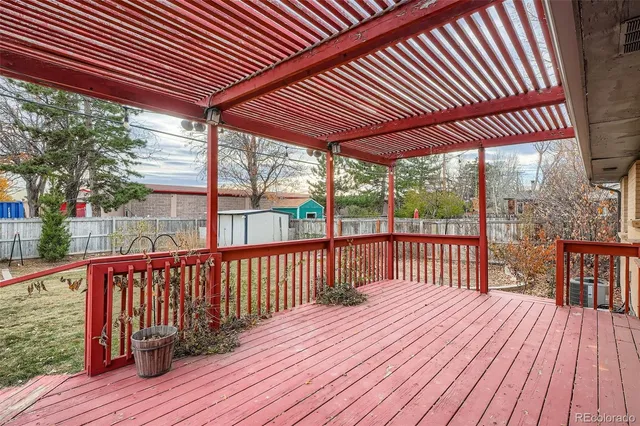 a view of a wooden deck