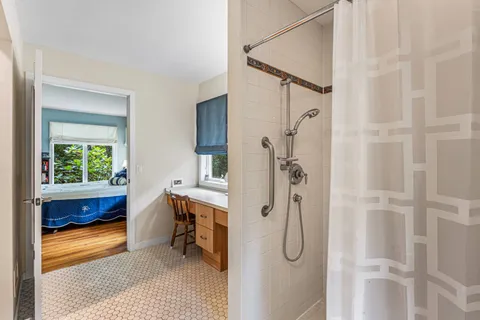 a bathroom with a shower