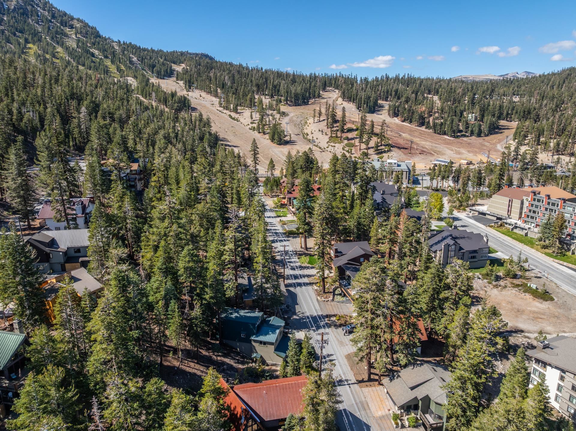 349 Davison Road Mammoth Lakes, CA 93546 - Photo 42 of 43 Aerial view of property's location featuring a heavily wooded area