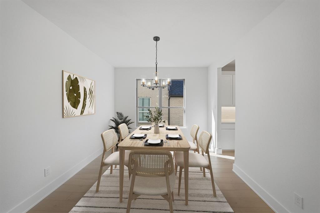 6028 Foxwheel Way Fort Worth, TX 76123 - Photo 34 of 37 Dining space featuring a chandelier and hardwood / wood-style flooring