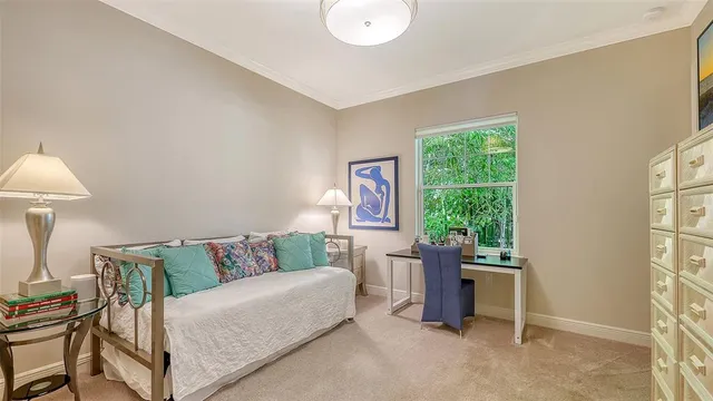 a outdoor dining space with furniture and outdoor view