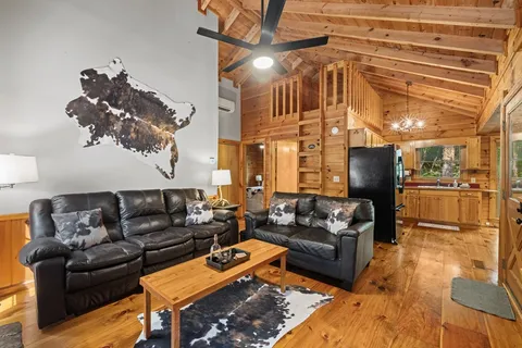 a living room with furniture