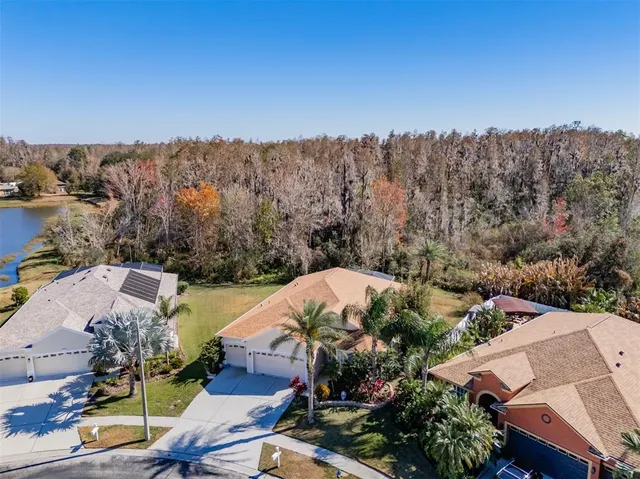 an aerial view of a house