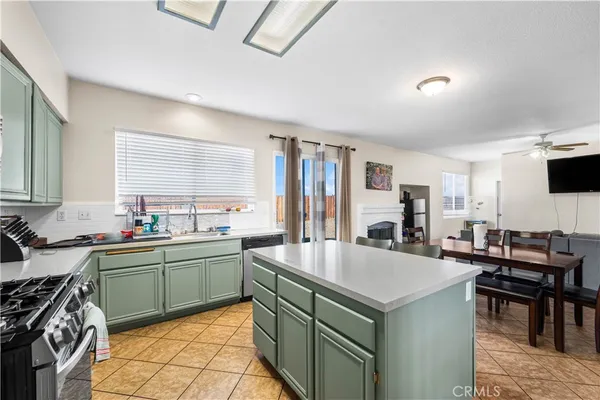 a kitchen with lots of counter top space