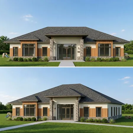 a front view of a house with a yard